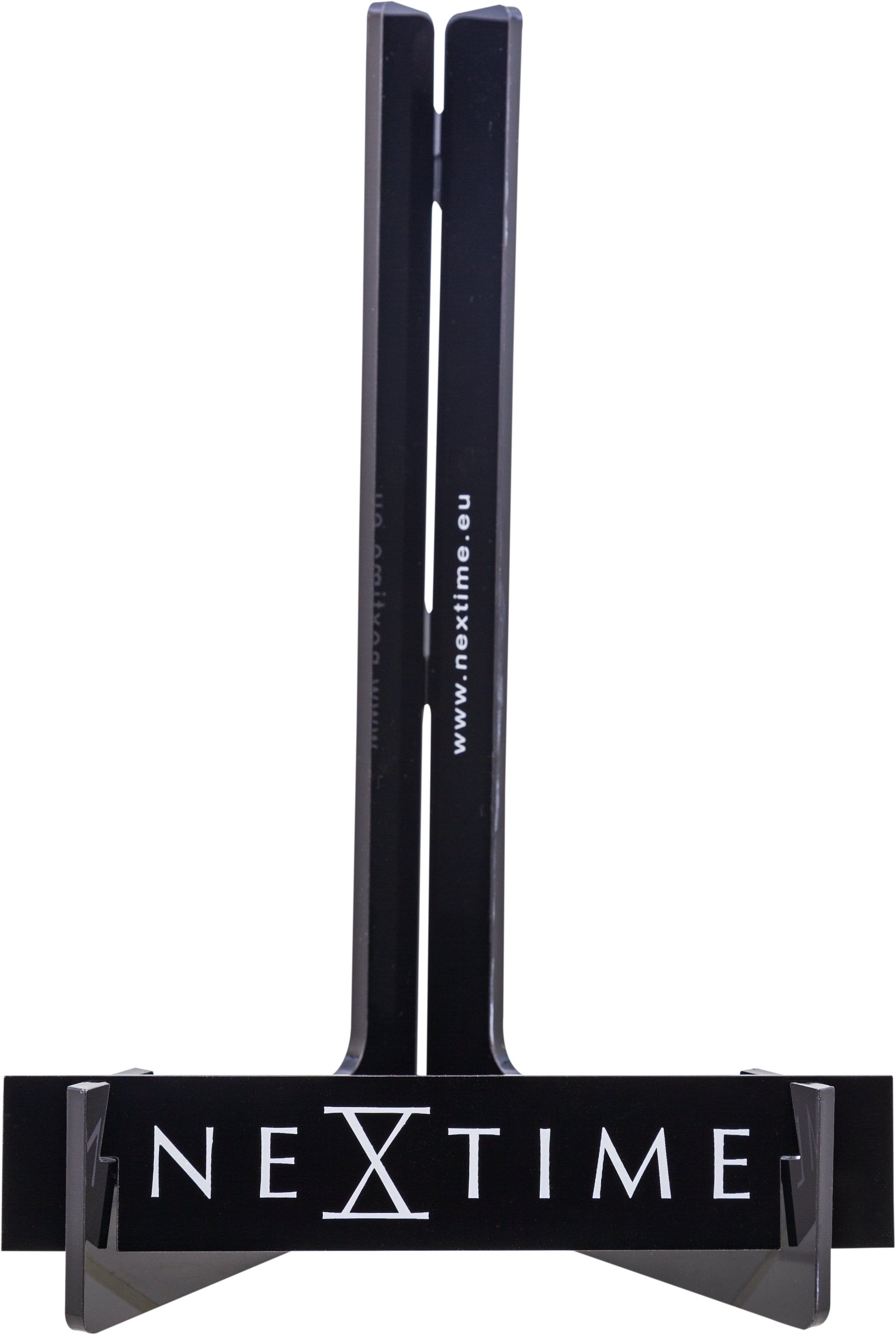 NeXtime Clocks acrylic display clock, 28x18x12 cm, featuring a sleek, modern design with clear clock face and minimalist style.